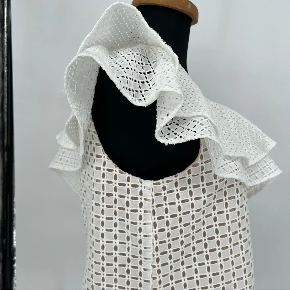 J. Crew One Shoulder Ruffle‎ Eyelet Top